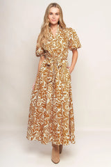 CINNAMON GARDEN WOVEN MIDI DRESS - Flying Tomato - Flyclothing LLC