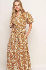 CINNAMON GARDEN WOVEN MIDI DRESS - Flying Tomato - Flyclothing LLC