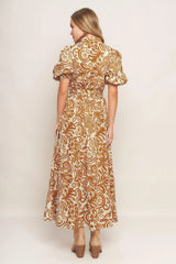 CINNAMON GARDEN WOVEN MIDI DRESS - Flying Tomato - Flyclothing LLC