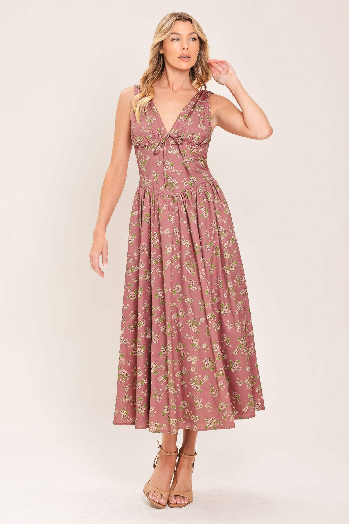 GARDEN PARTY ROSE WOVEN MIDI DRESS