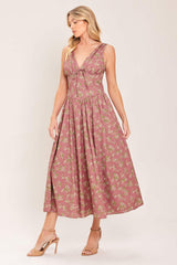 GARDEN PARTY ROSE WOVEN MIDI DRESS