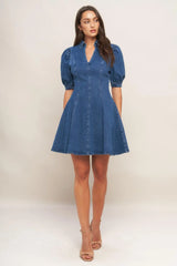 WESTWOOD CHARM DENIM MINI DRESS - Flying Tomato - Flyclothing LLC