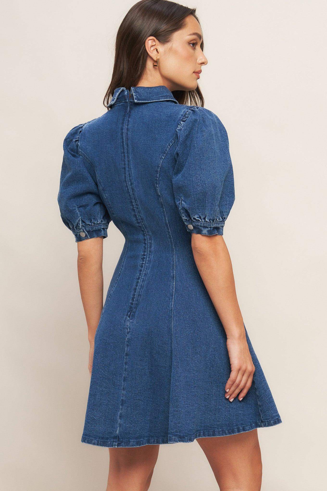 WESTWOOD CHARM DENIM MINI DRESS - Flying Tomato - Flyclothing LLC