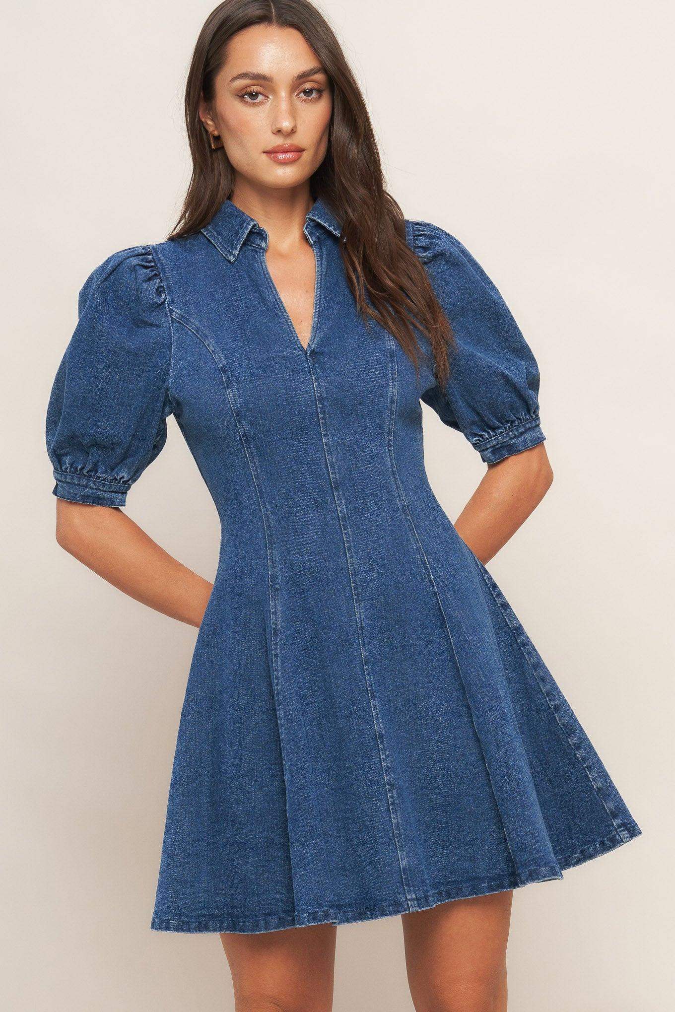 WESTWOOD CHARM DENIM MINI DRESS - Flying Tomato - Flyclothing LLC