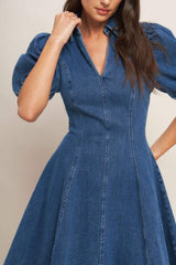 WESTWOOD CHARM DENIM MINI DRESS - Flying Tomato - Flyclothing LLC