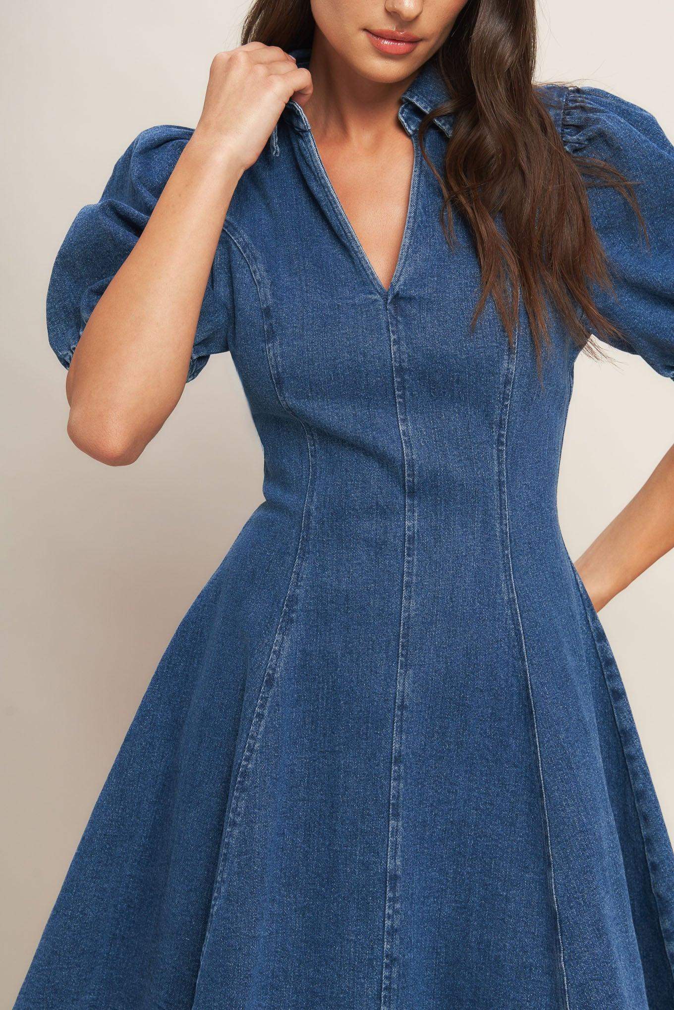 WESTWOOD CHARM DENIM MINI DRESS - Flying Tomato - Flyclothing LLC