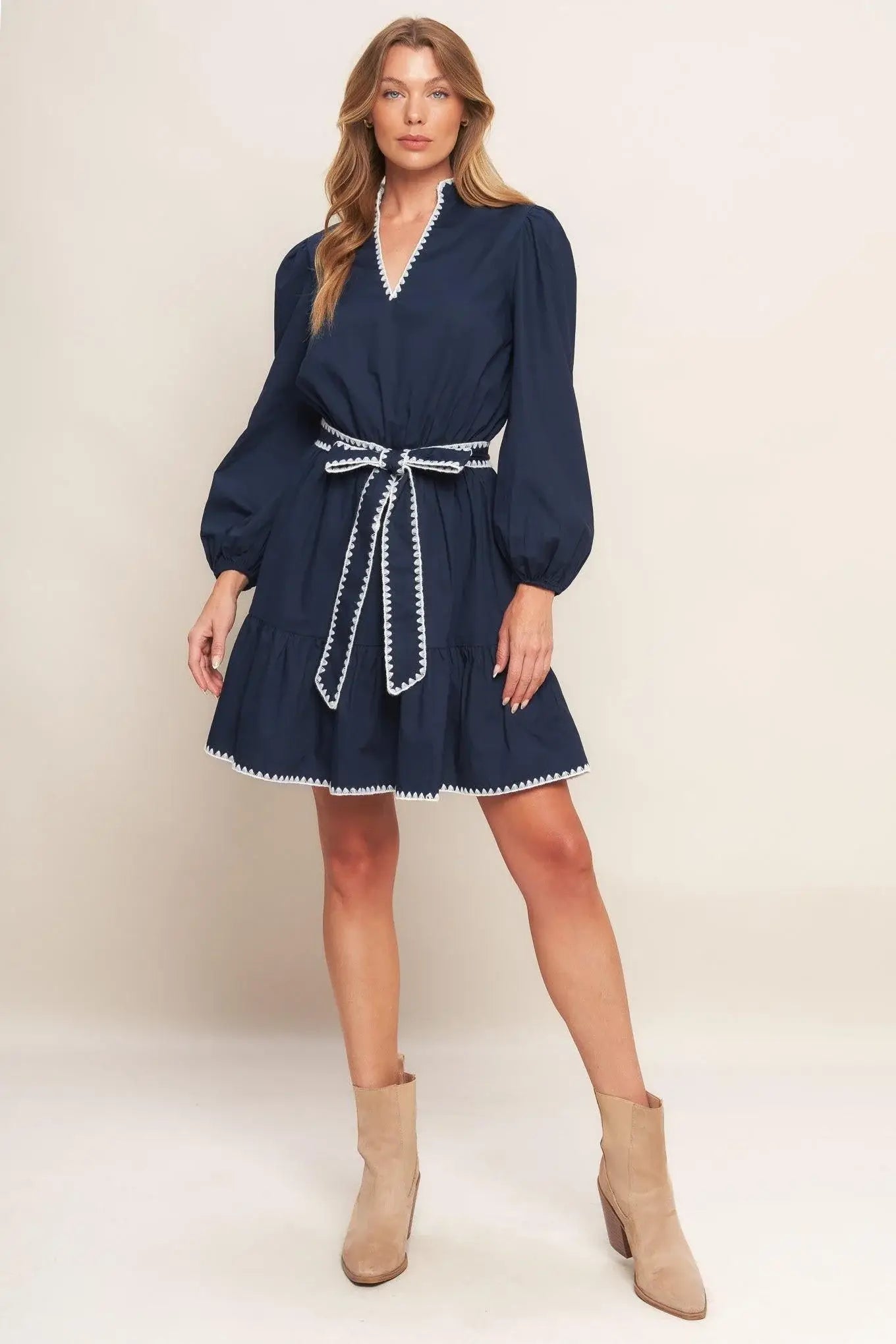 URBAN NOIR NAVY WOVEN MINI DRESS - Flying Tomato - Flyclothing LLC