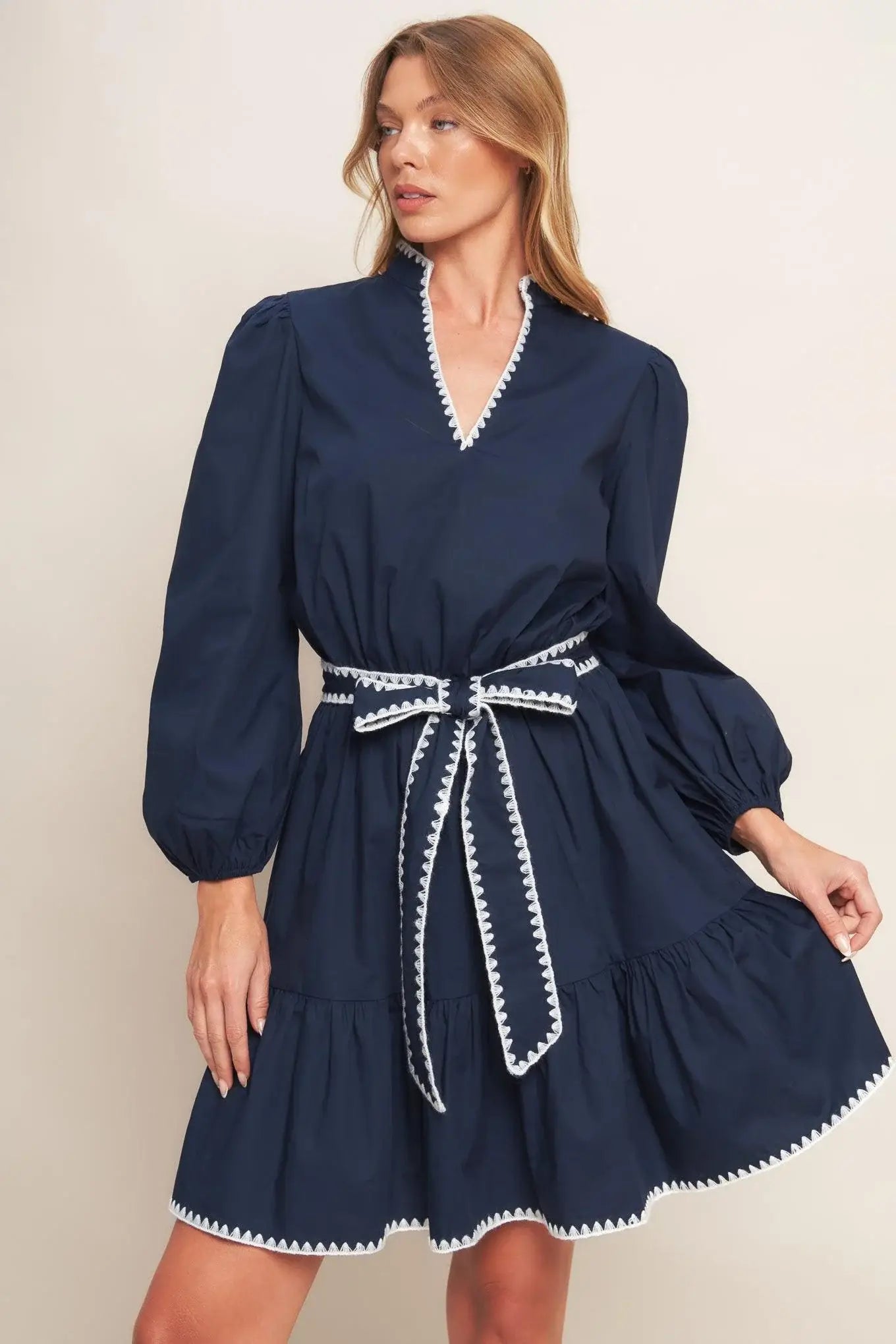 URBAN NOIR NAVY WOVEN MINI DRESS - Flying Tomato - Flyclothing LLC