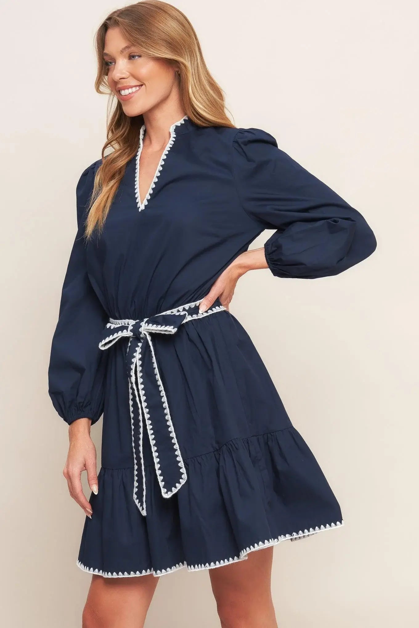 URBAN NOIR NAVY WOVEN MINI DRESS - Flying Tomato - Flyclothing LLC