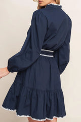 URBAN NOIR NAVY WOVEN MINI DRESS - Flying Tomato - Flyclothing LLC