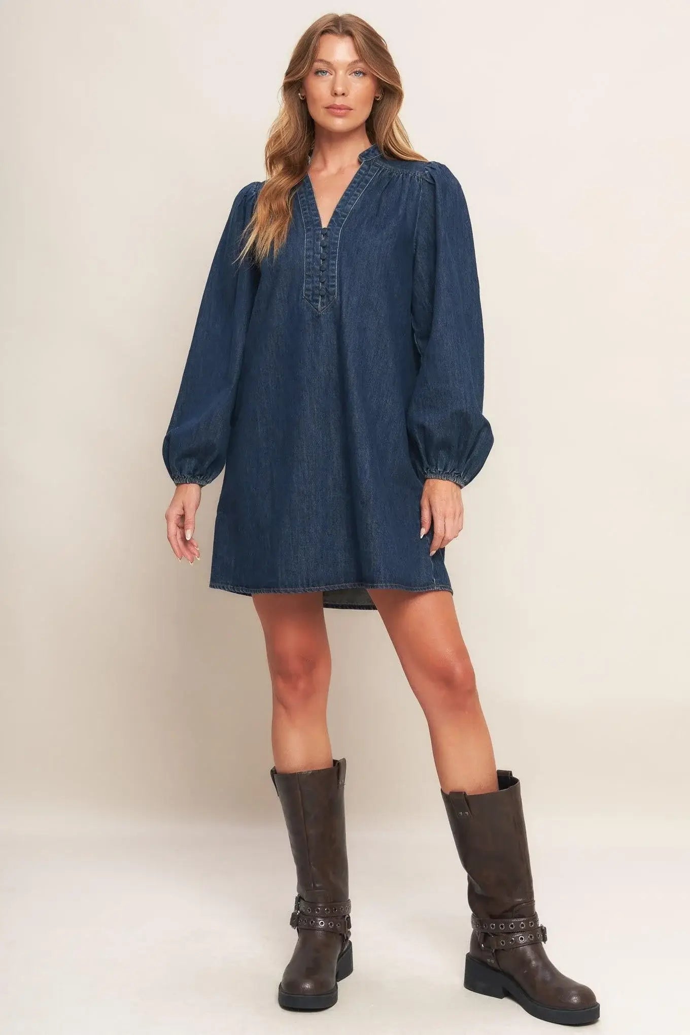 CANYON BREEZE DENIM MINI DRESS - Flying Tomato - Flyclothing LLC