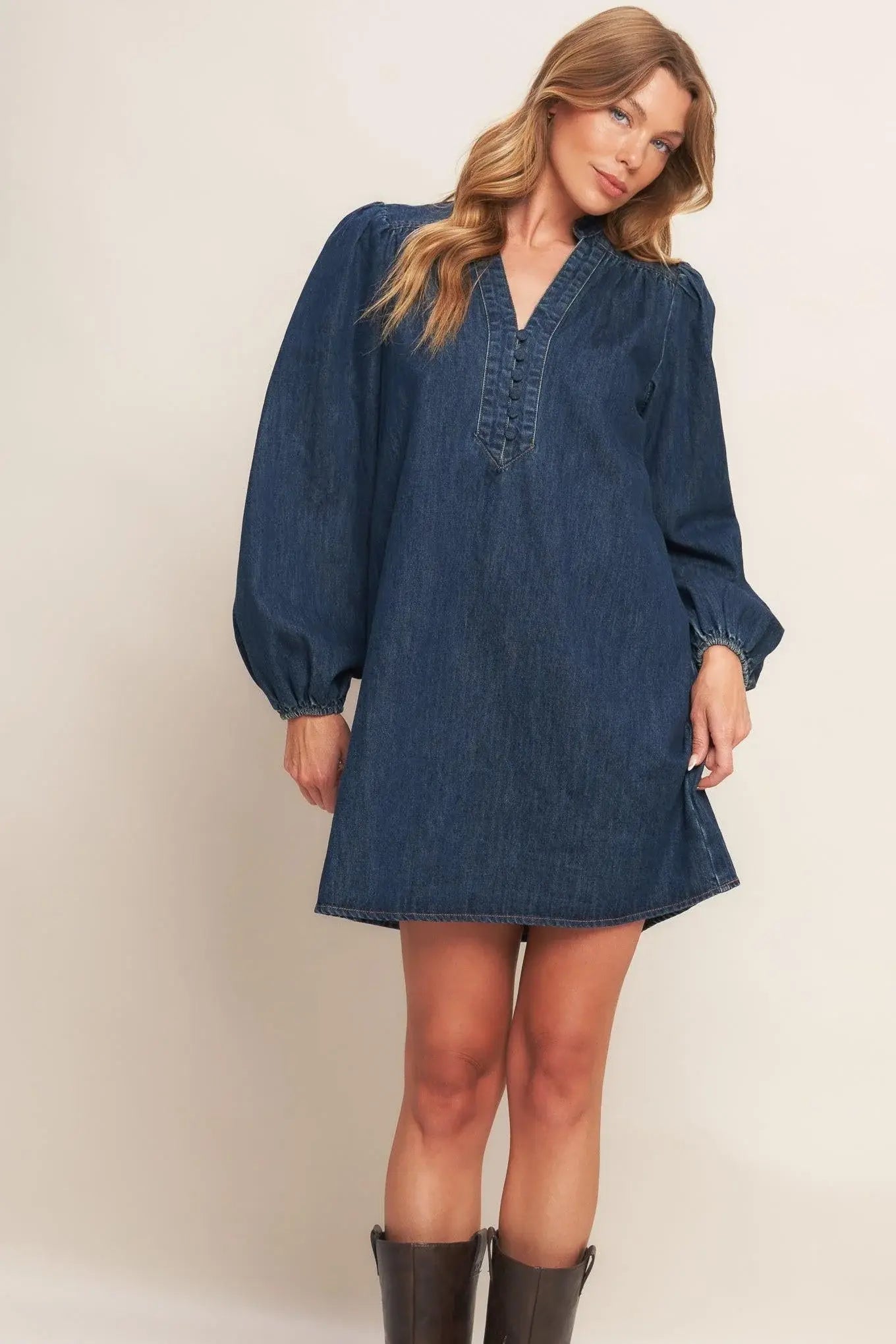 CANYON BREEZE DENIM MINI DRESS - Flying Tomato - Flyclothing LLC