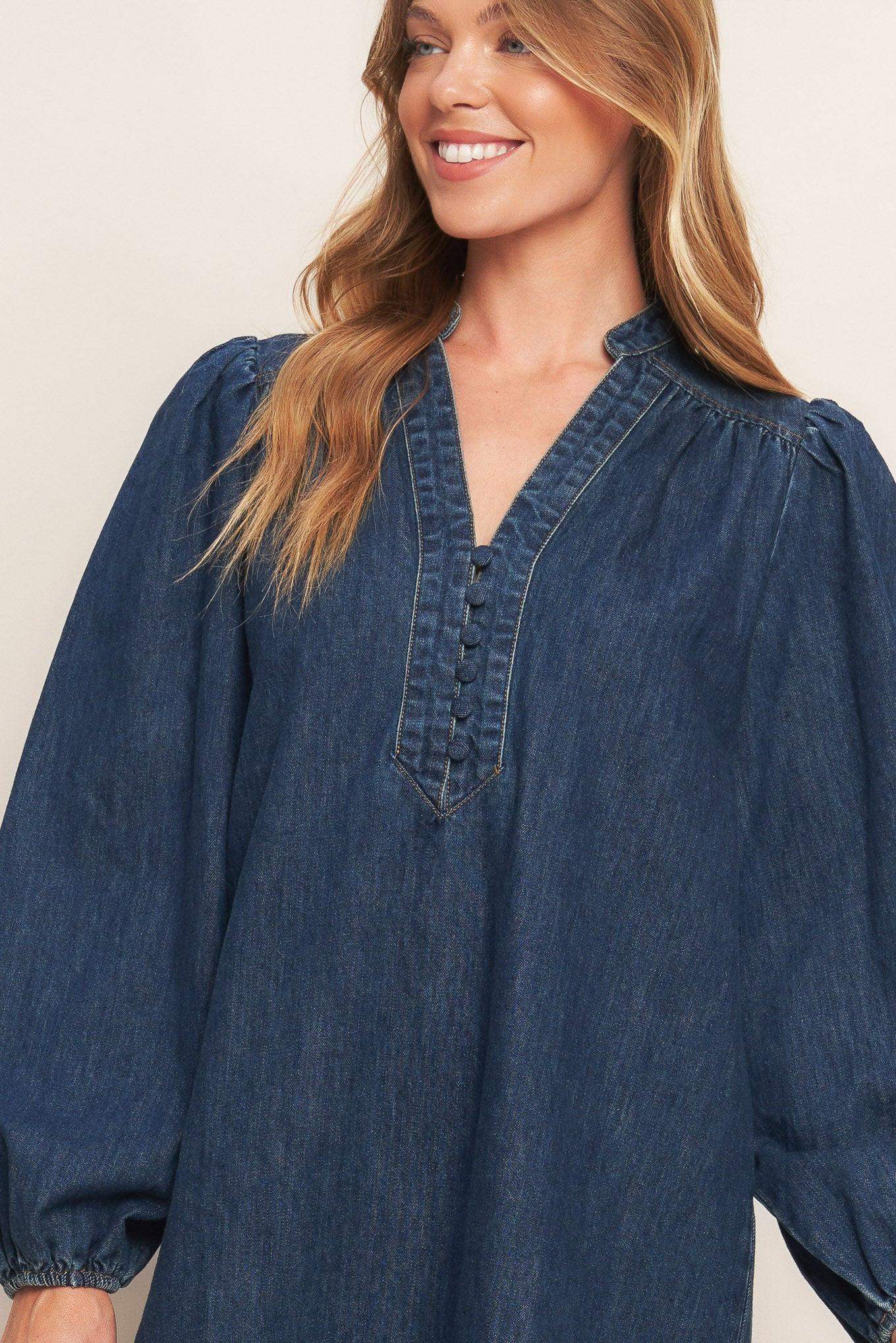 CANYON BREEZE DENIM MINI DRESS - Flying Tomato - Flyclothing LLC