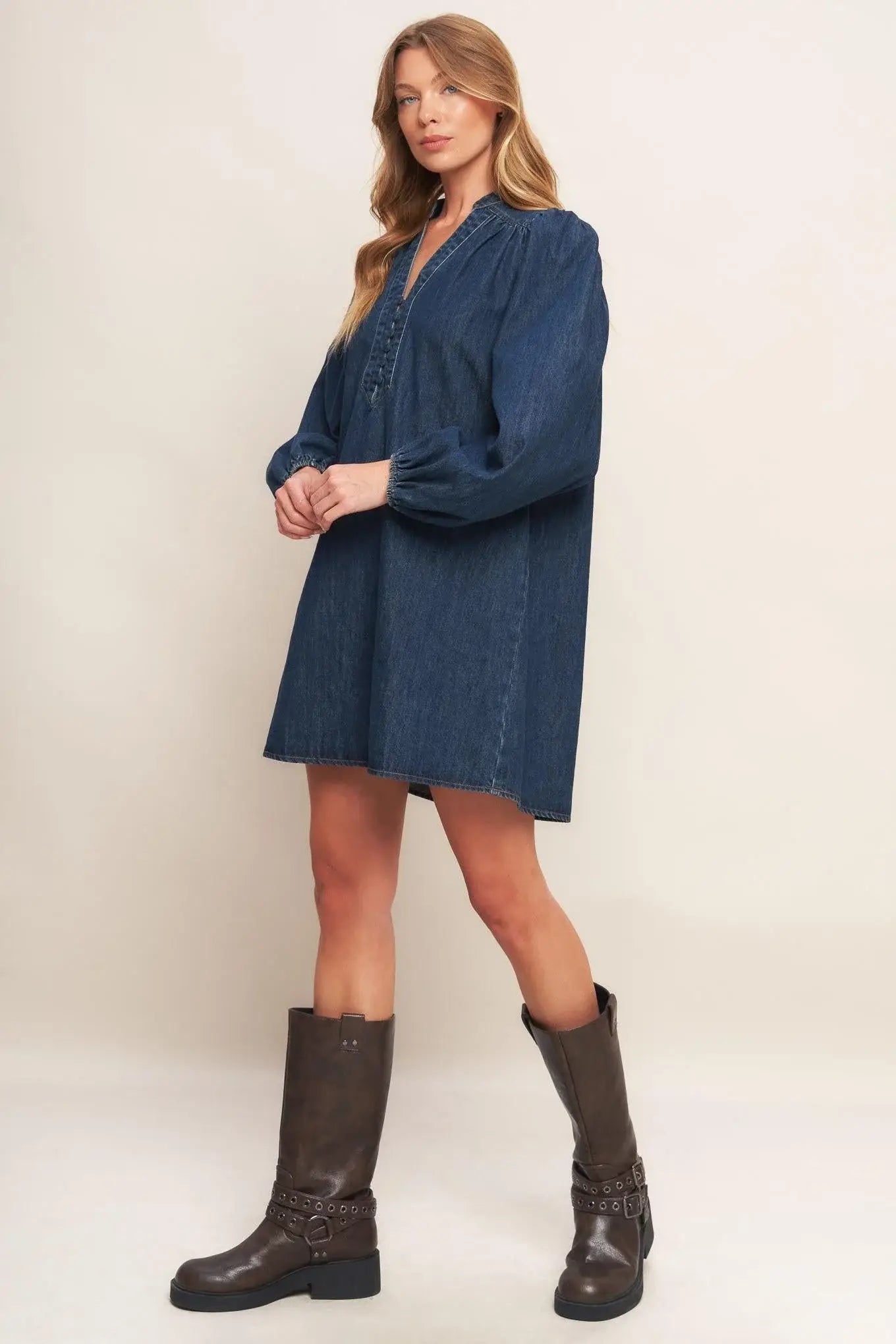 CANYON BREEZE DENIM MINI DRESS - Flying Tomato - Flyclothing LLC