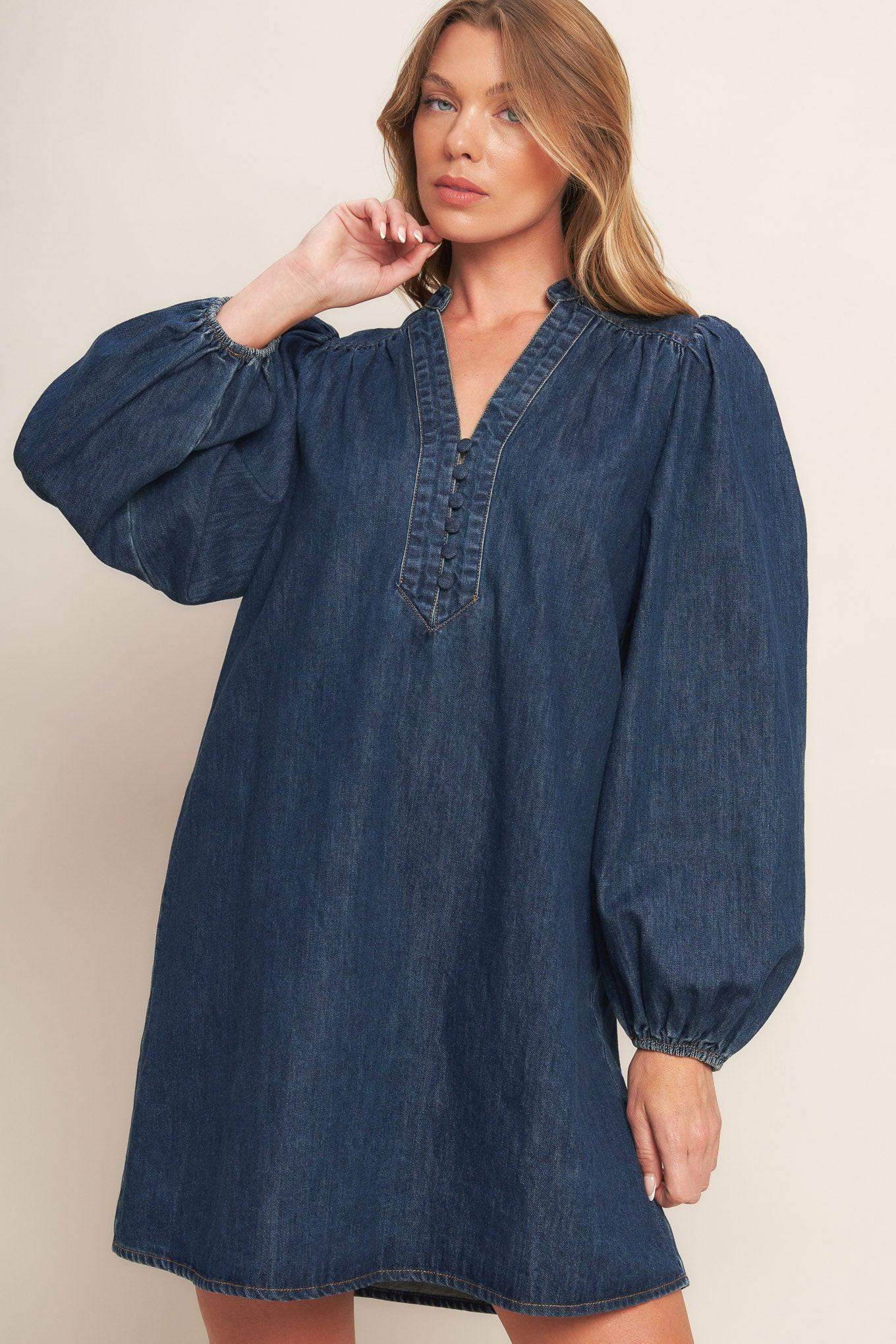 CANYON BREEZE DENIM MINI DRESS - Flying Tomato - Flyclothing LLC