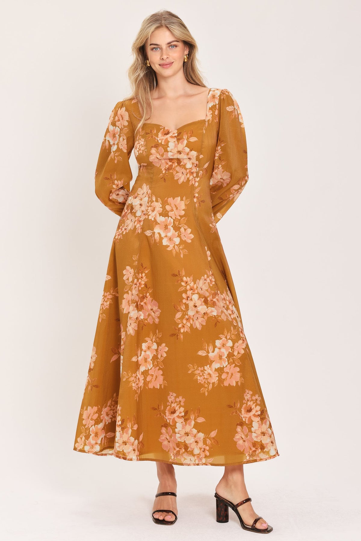 GOLDEN BLOSSOM WOVEN ANKLE DRESS
