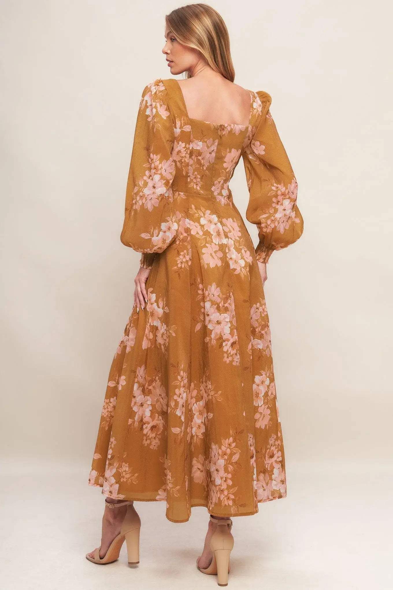 GOLDEN BLOSSOM WOVEN ANKLE DRESS - Flying Tomato - Flyclothing LLC