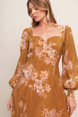 GOLDEN BLOSSOM WOVEN ANKLE DRESS - Flying Tomato - Flyclothing LLC