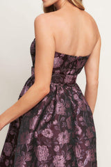 AUBERGINE CHIC JACQUARD WOVEN MIDI DRESS - Flying Tomato - Flyclothing LLC