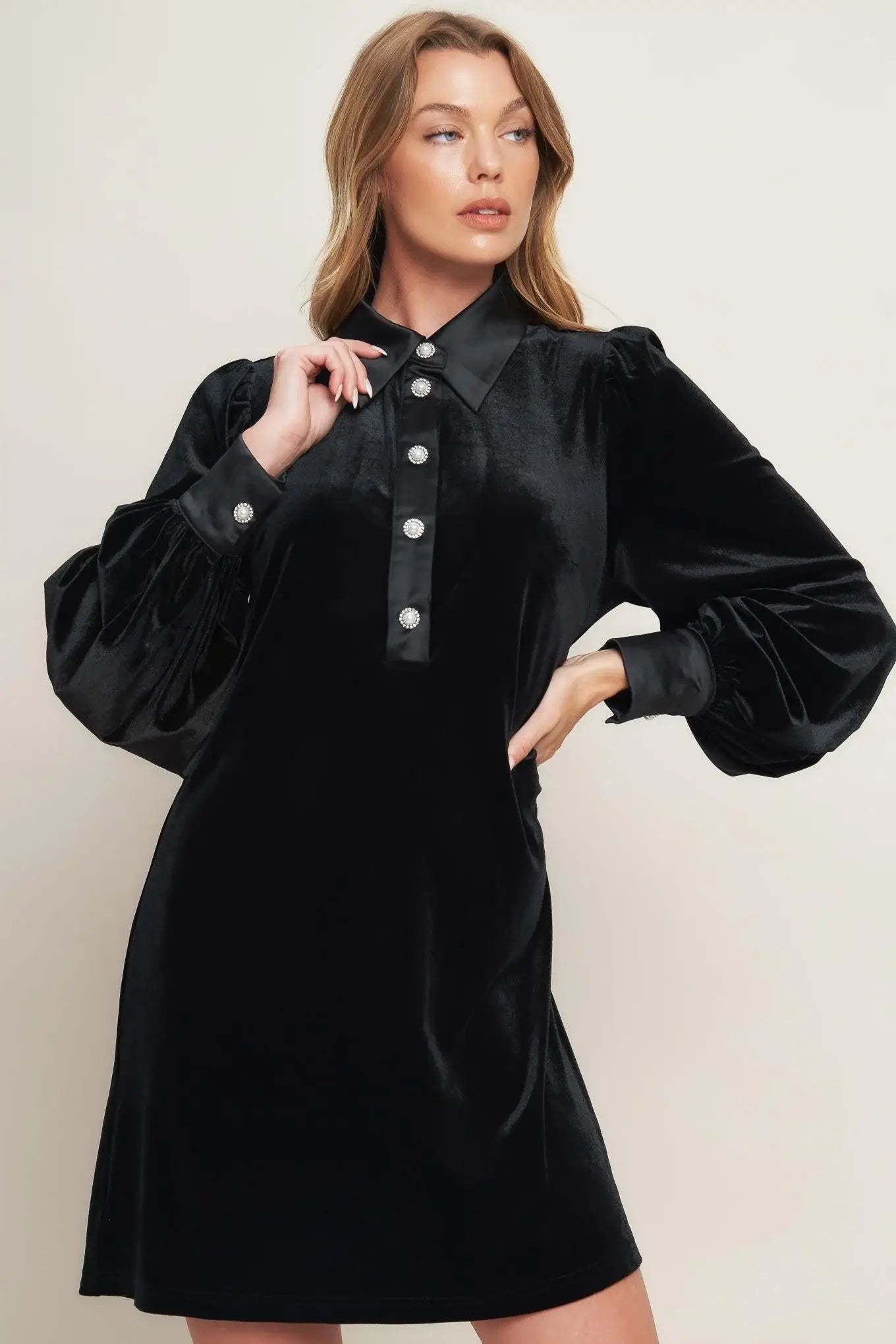 VELVET POWER BLACK MINI DRESS - Flying Tomato - Flyclothing LLC