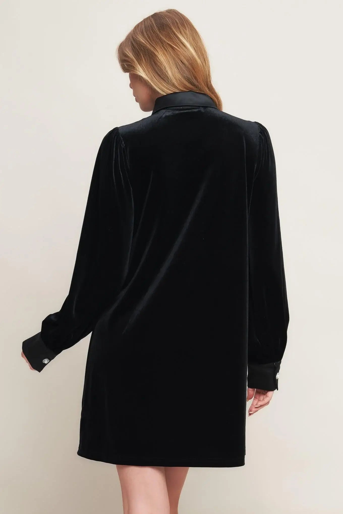 VELVET POWER BLACK MINI DRESS - Flying Tomato - Flyclothing LLC