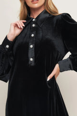 VELVET POWER BLACK MINI DRESS - Flying Tomato - Flyclothing LLC