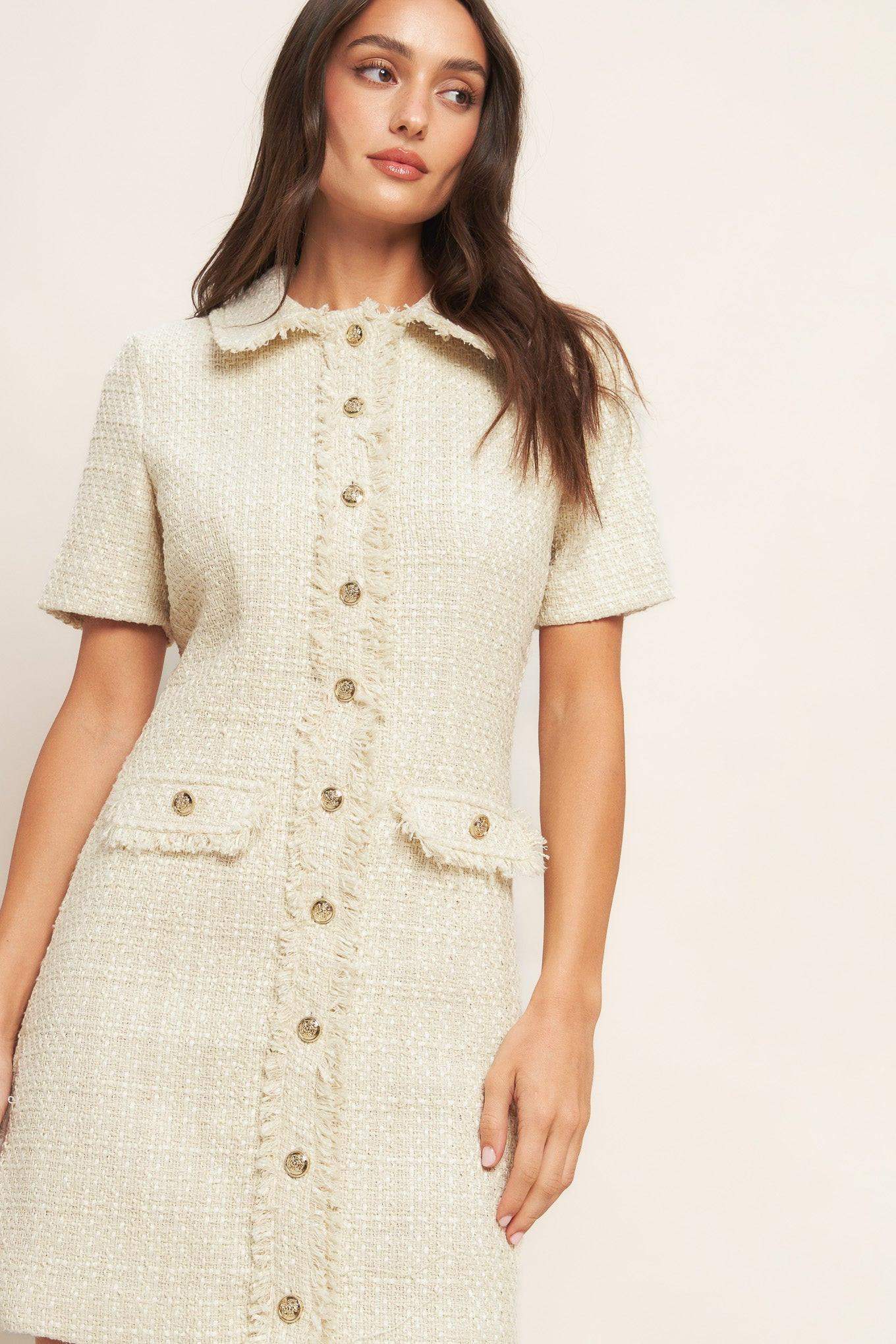 BOUCLÉ AFFAIR TWEED MINI DRESS - Flying Tomato - Flyclothing LLC