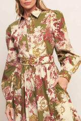 COUNTRY ROMANCE WOVEN MIDI DRESS - Flying Tomato - Flyclothing LLC
