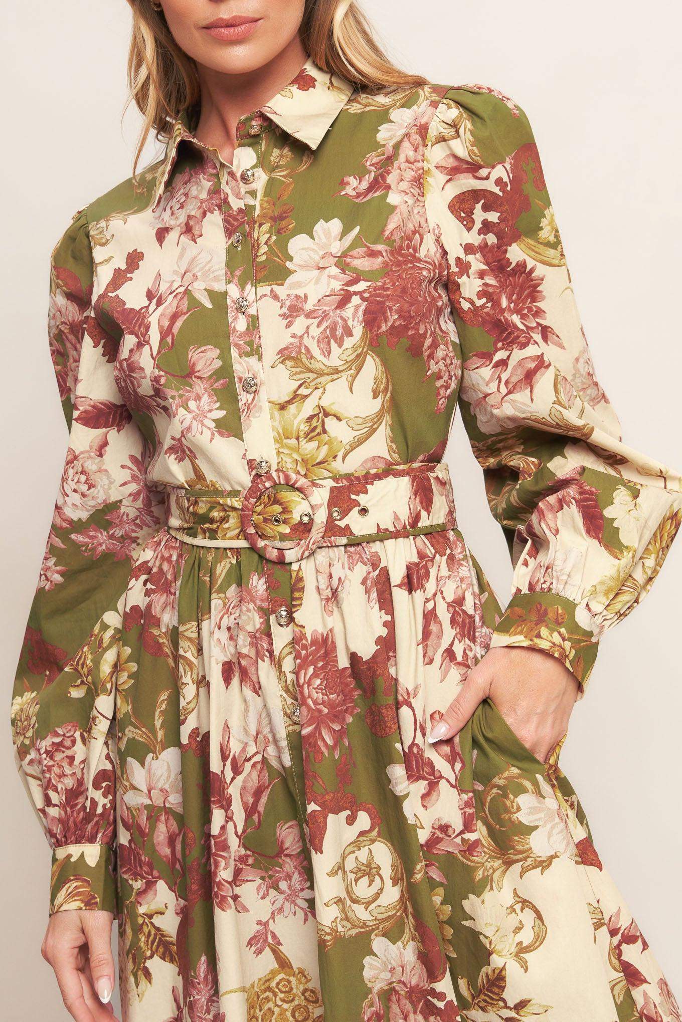 COUNTRY ROMANCE WOVEN MIDI DRESS - Flying Tomato - Flyclothing LLC