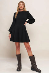BLACK SWAN HEAVY KNIT MINI DRESS - Flying Tomato - Flyclothing LLC