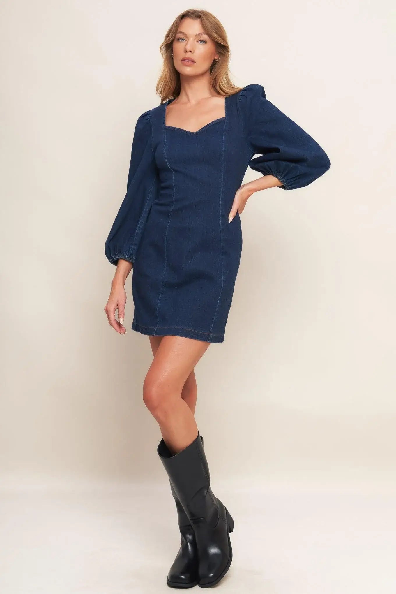 TIMELESS DENIM MINI DRESS - Flying Tomato - Flyclothing LLC