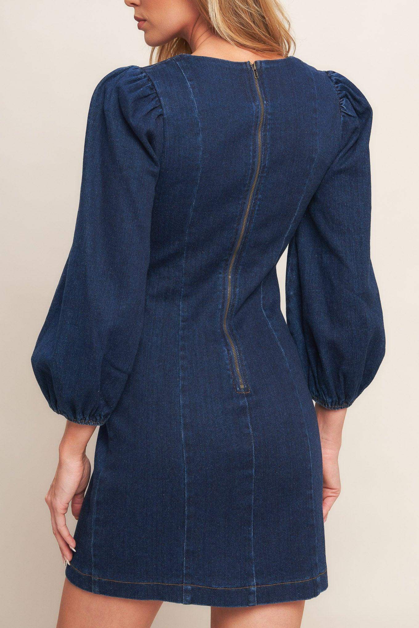 TIMELESS DENIM MINI DRESS - Flying Tomato - Flyclothing LLC