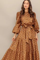 CINNAMON WALTZ WOVEN MIDI DRESS - Flying Tomato - Flyclothing LLC