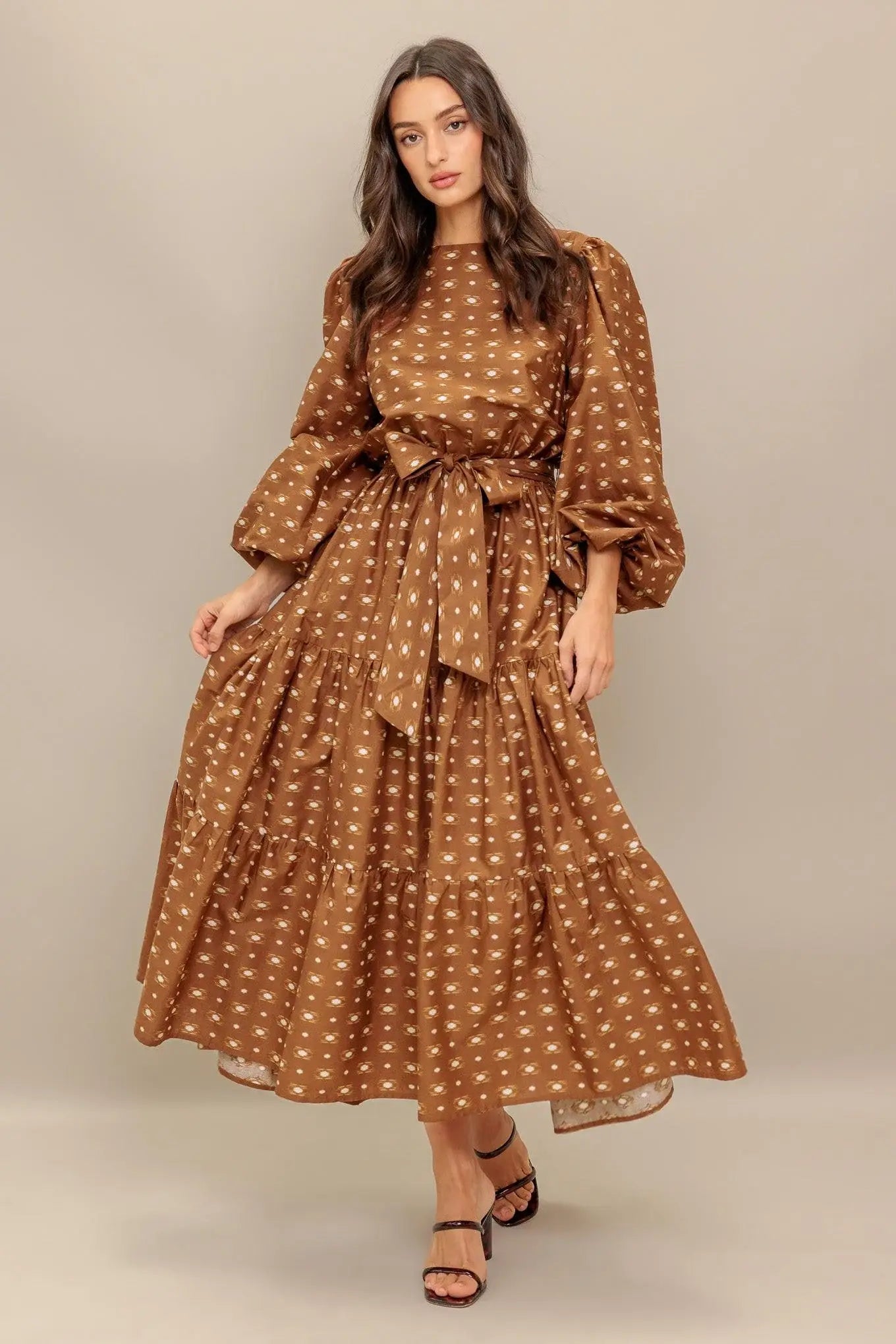 CINNAMON WALTZ WOVEN MIDI DRESS - Flying Tomato - Flyclothing LLC
