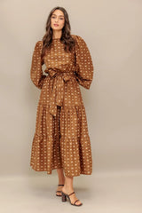 CINNAMON WALTZ WOVEN MIDI DRESS - Flying Tomato - Flyclothing LLC