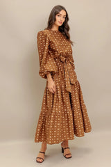 CINNAMON WALTZ WOVEN MIDI DRESS - Flying Tomato - Flyclothing LLC