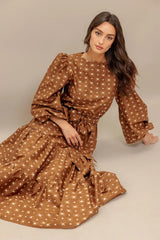 CINNAMON WALTZ WOVEN MIDI DRESS - Flying Tomato - Flyclothing LLC