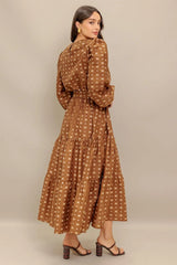 CINNAMON WALTZ WOVEN MIDI DRESS - Flying Tomato - Flyclothing LLC