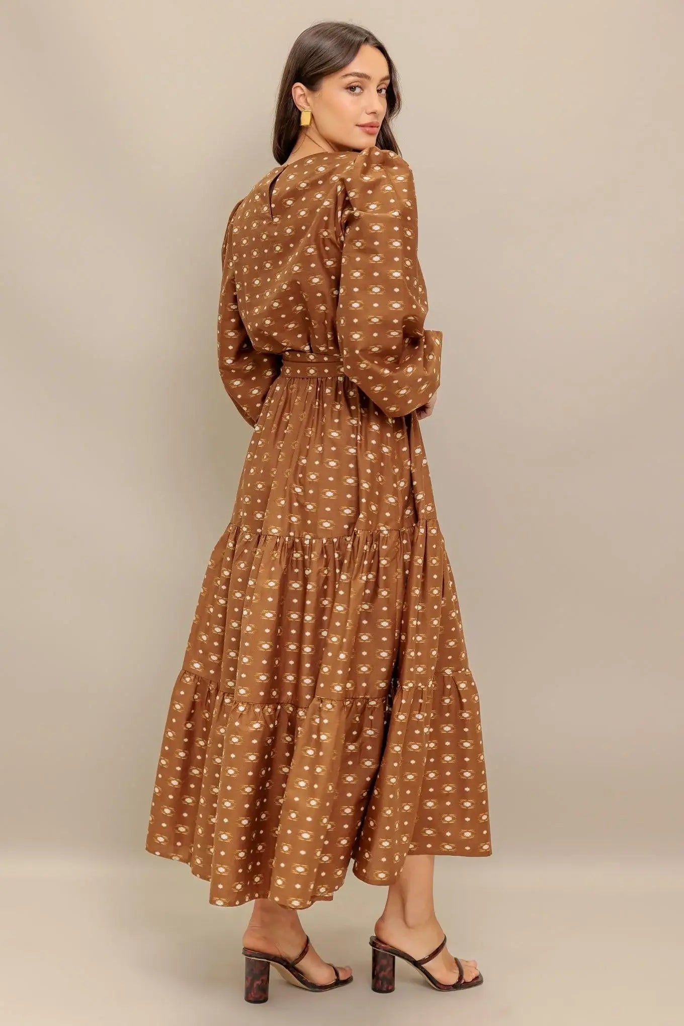CINNAMON WALTZ WOVEN MIDI DRESS - Flying Tomato - Flyclothing LLC