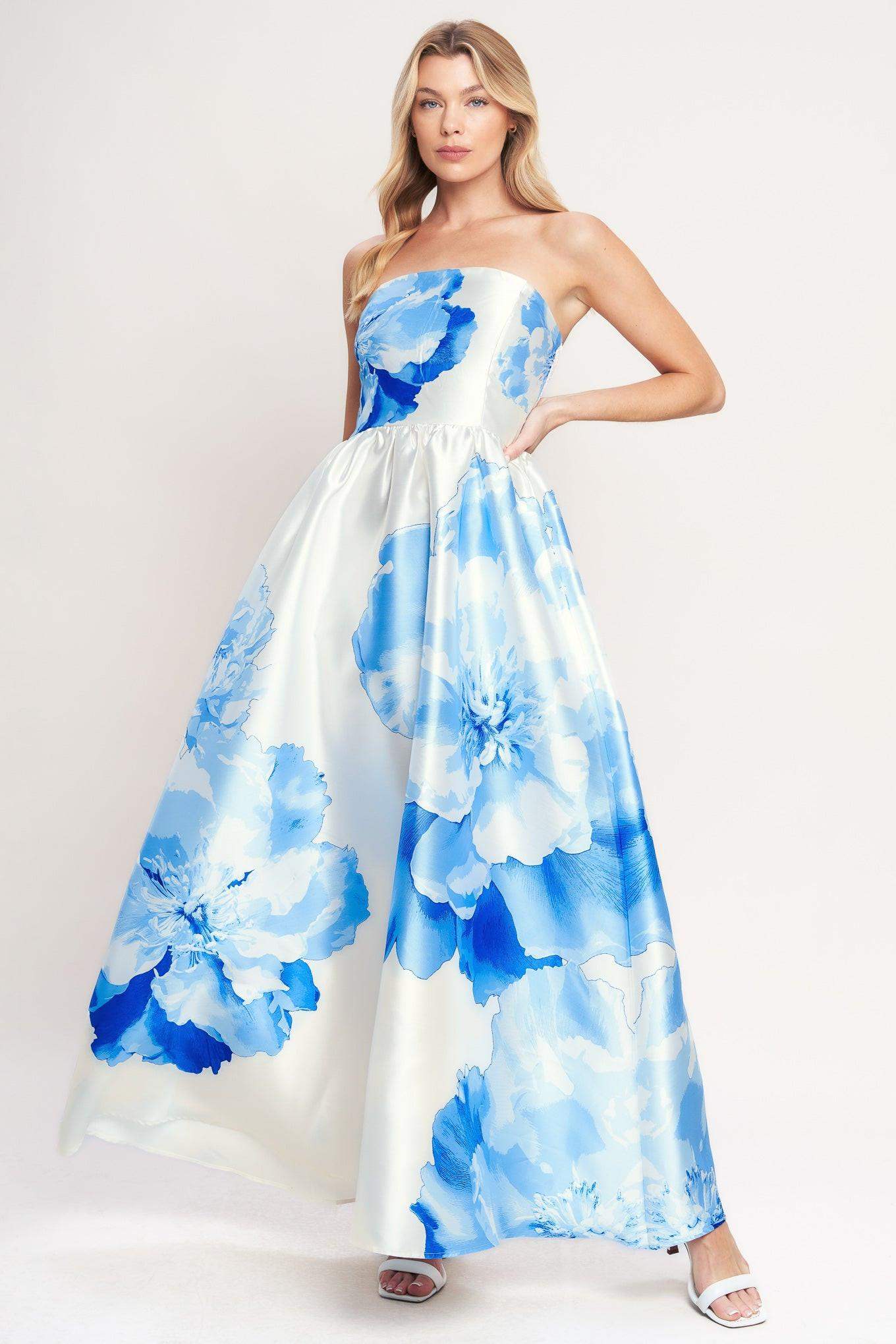 LUXE PEONY WOVEN MAXI DRESS - Flying Tomato - Flyclothing LLC