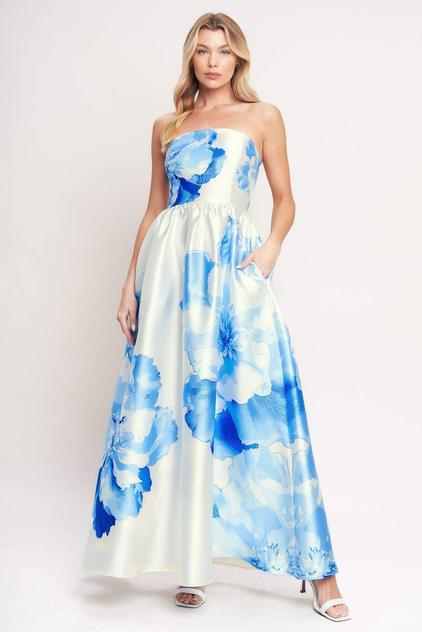 LUXE PEONY WOVEN MAXI DRESS - Flying Tomato - Flyclothing LLC