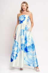 LUXE PEONY WOVEN MAXI DRESS - Flying Tomato - Flyclothing LLC