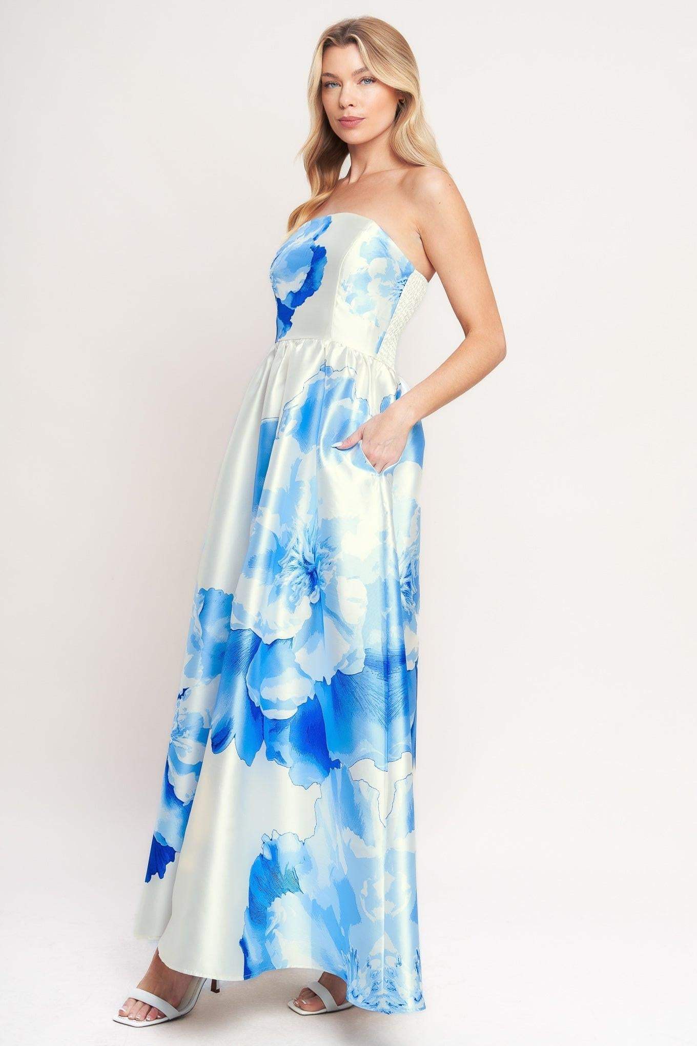 LUXE PEONY WOVEN MAXI DRESS - Flying Tomato - Flyclothing LLC