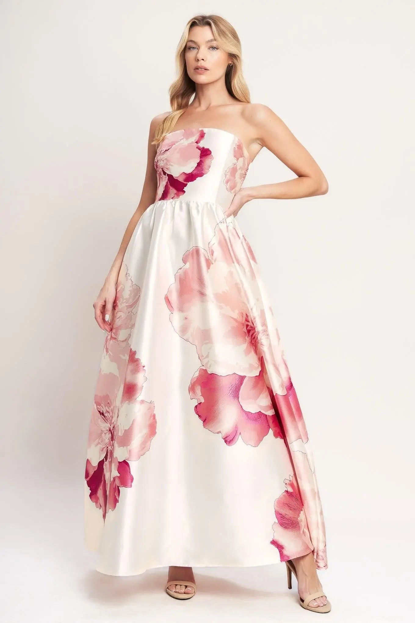 LUXE PEONY WOVEN MAXI DRESS - Flying Tomato - Flyclothing LLC
