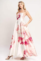 LUXE PEONY WOVEN MAXI DRESS - Flying Tomato - Flyclothing LLC