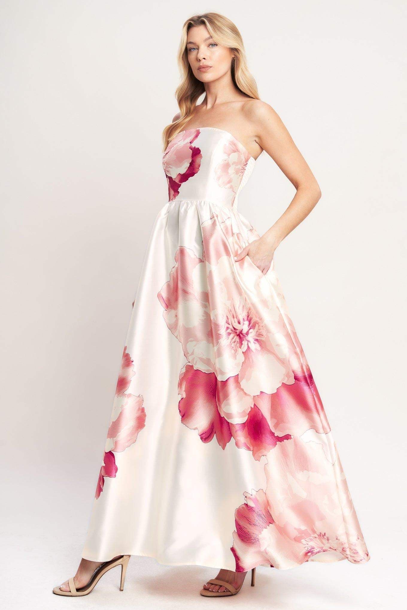 LUXE PEONY WOVEN MAXI DRESS - Flying Tomato - Flyclothing LLC