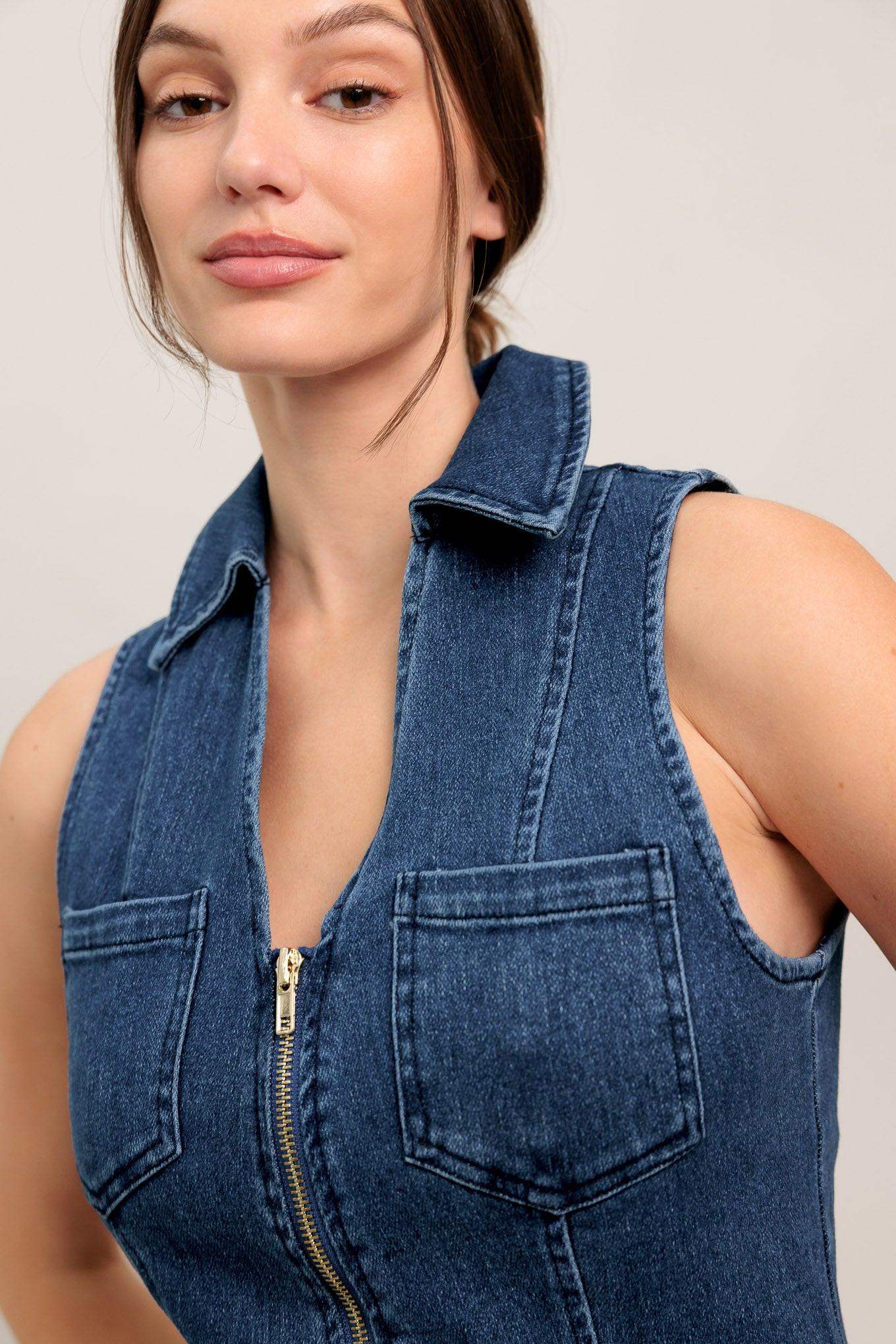EVERYDAY EDGE DENIM MIDI DRESS - Flying Tomato - Flyclothing LLC