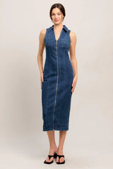 EVERYDAY EDGE DENIM MIDI DRESS - Flying Tomato - Flyclothing LLC
