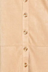 SAND SAFARI SAND FAUX SUEDE BELTED SHIRT MINI DRESS - Flying Tomato - Flyclothing LLC