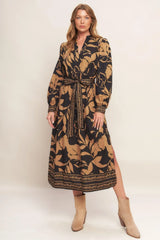 AUTUMN LEAF WOVEN MIDI DRESS - Flying Tomato - Flyclothing LLC